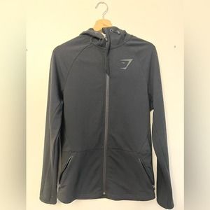 Gymshark men’s zip up hoodie black lightweight gym layering unisex
